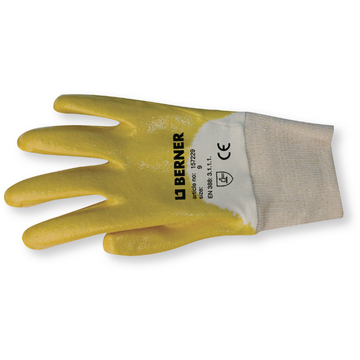 Knitted gloves with yellow nitrile coating, sz. 8